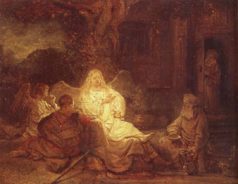 REMBRANDT Harmenszoon van Rijn Abraham Receives the Three Angels Norge oil painting art